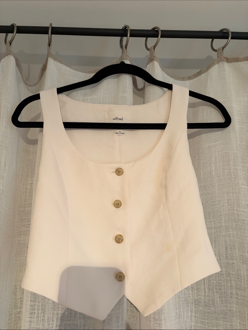 Wilfred Cream Button-Front Crop Vest Top